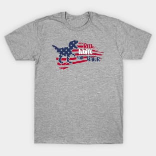 4th Of July Dinosaur Red White Rawr T Rex USA American Flag T-Shirt